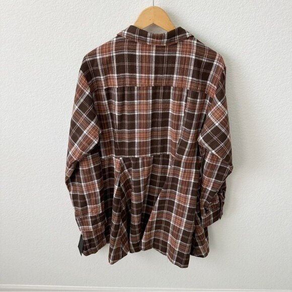 Lulus Autumnal Attitude Brown Plaid Skater Mini Dress Size XL - Picture 10 of 11